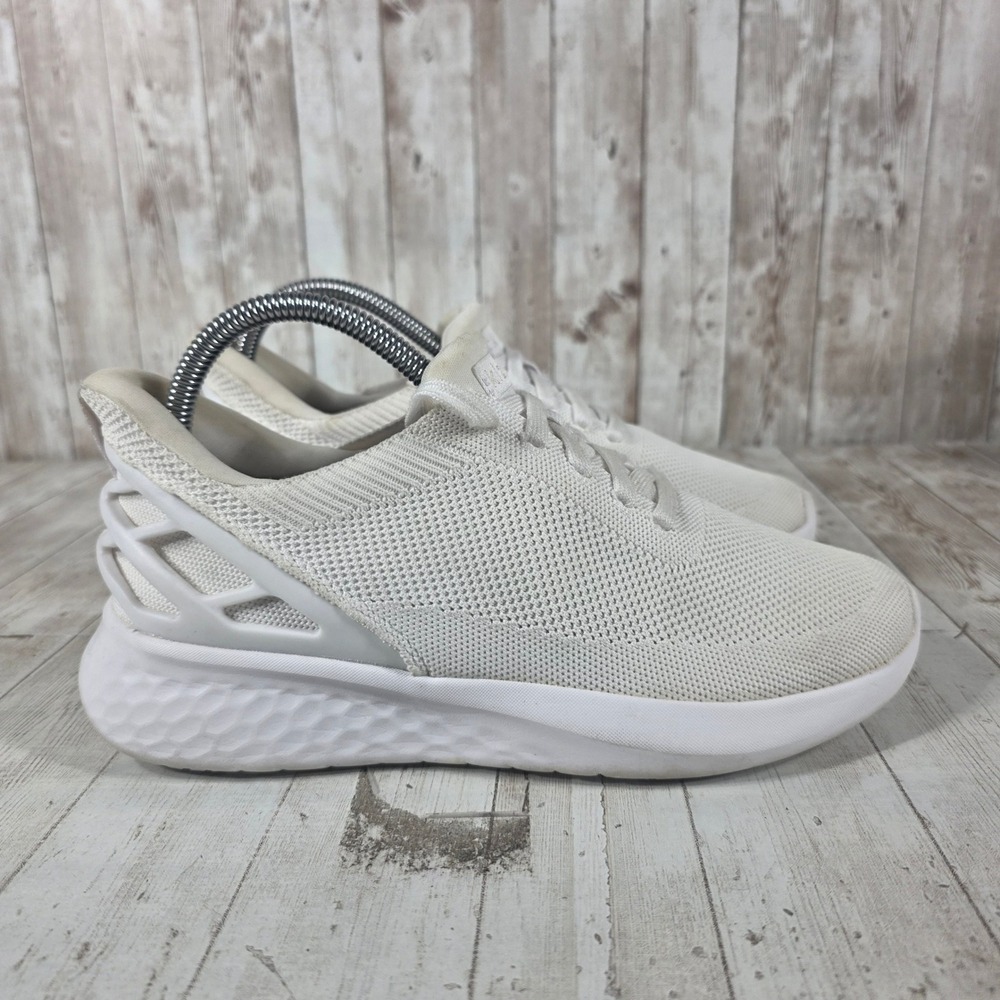 Kizik Athens White Hands-Free Sneakers Womens 7.5 Wide Knit Walking Shoes